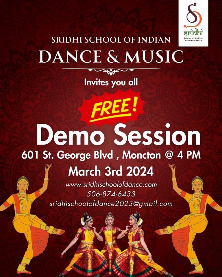 Free Demo Session by Sridhi School of Indian Dance and Music 601 St