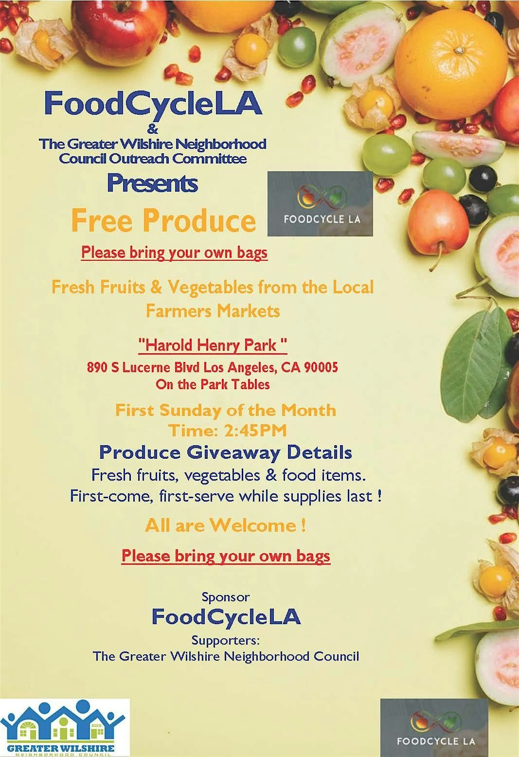 Free FoodCycleLA Community Fresh Produce Giveaway