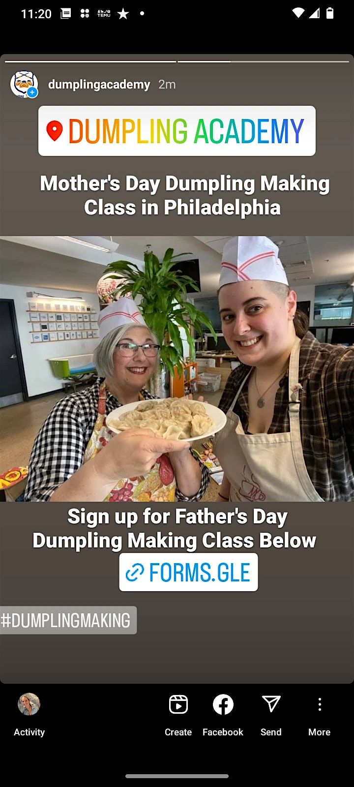 2026 Father's Day Weekend Lunch Hand Made Dumpling Making Class Philly