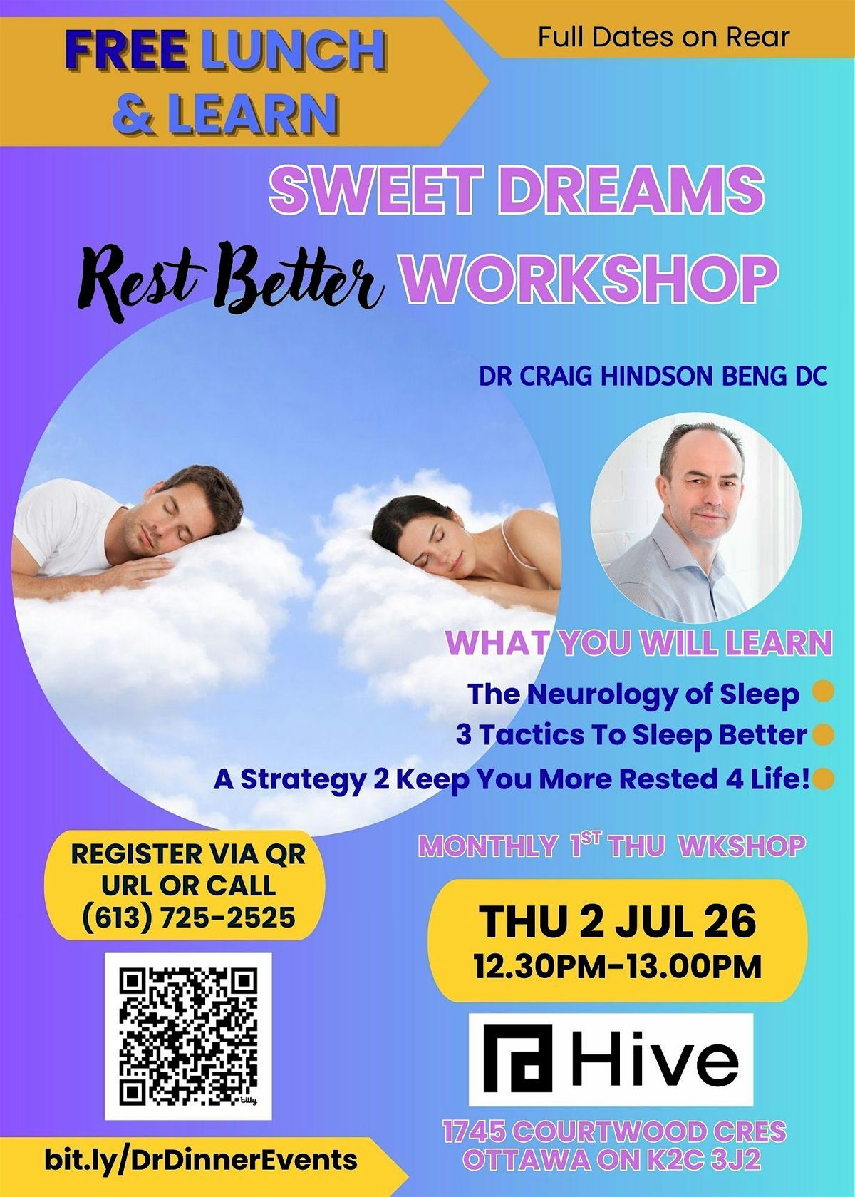 "Sweet Dreams! Rest Better Workshop" Free Lunch And Learn @HIVE 2 Jul 26