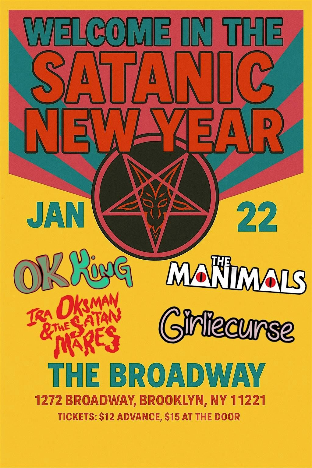 Satanic New Year w\/ OK King, The Manimals, girliecurse + The Satan Mares