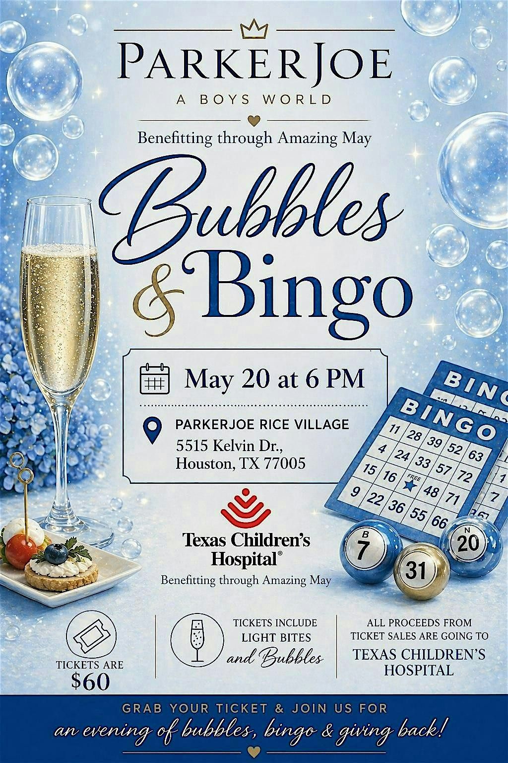 Bubbles And Bingo Benefiting Texas Children\u2019s Hospital