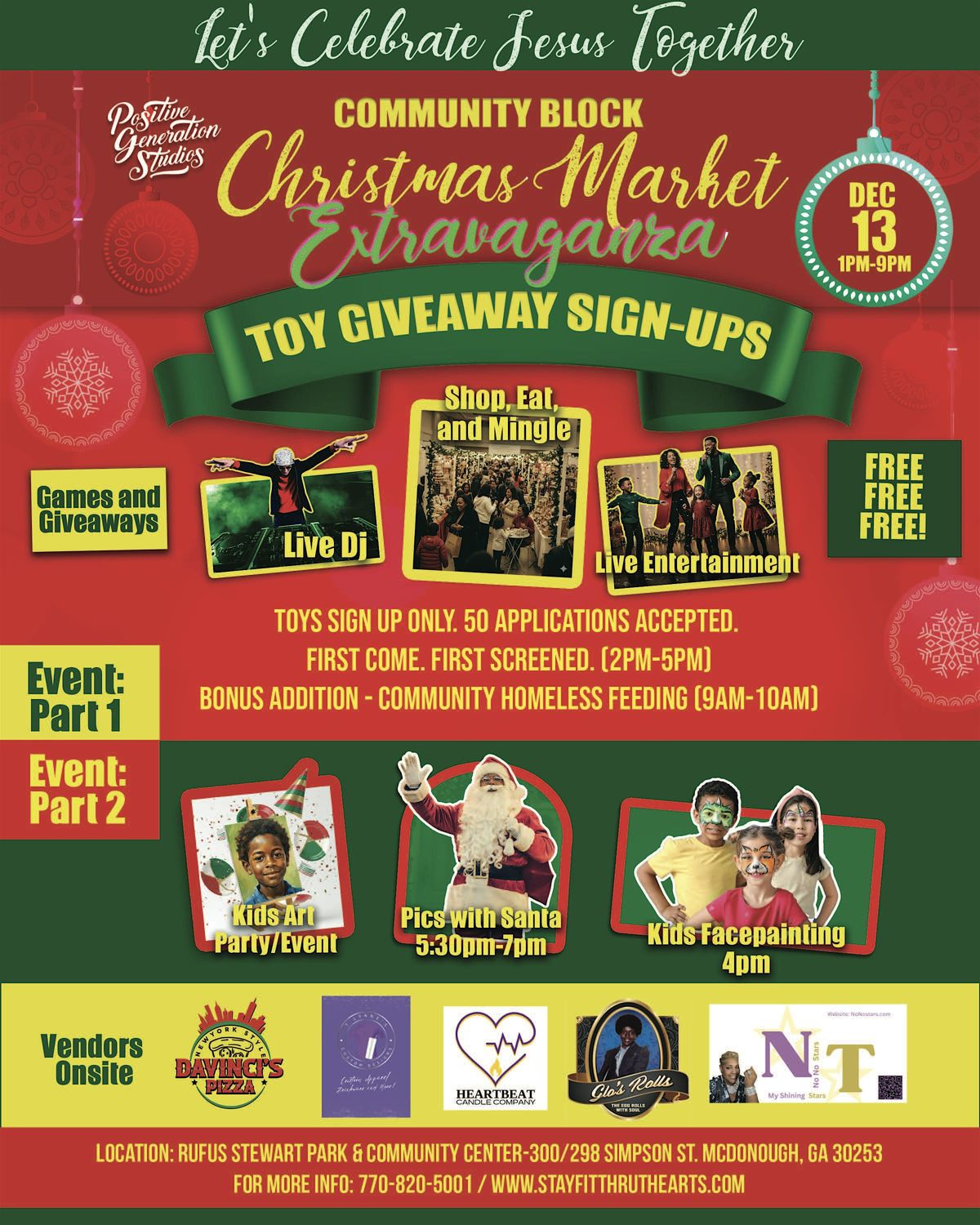 Christmas Market, Toys Giveaway Sign Ups, and Kids Art Party (Free)