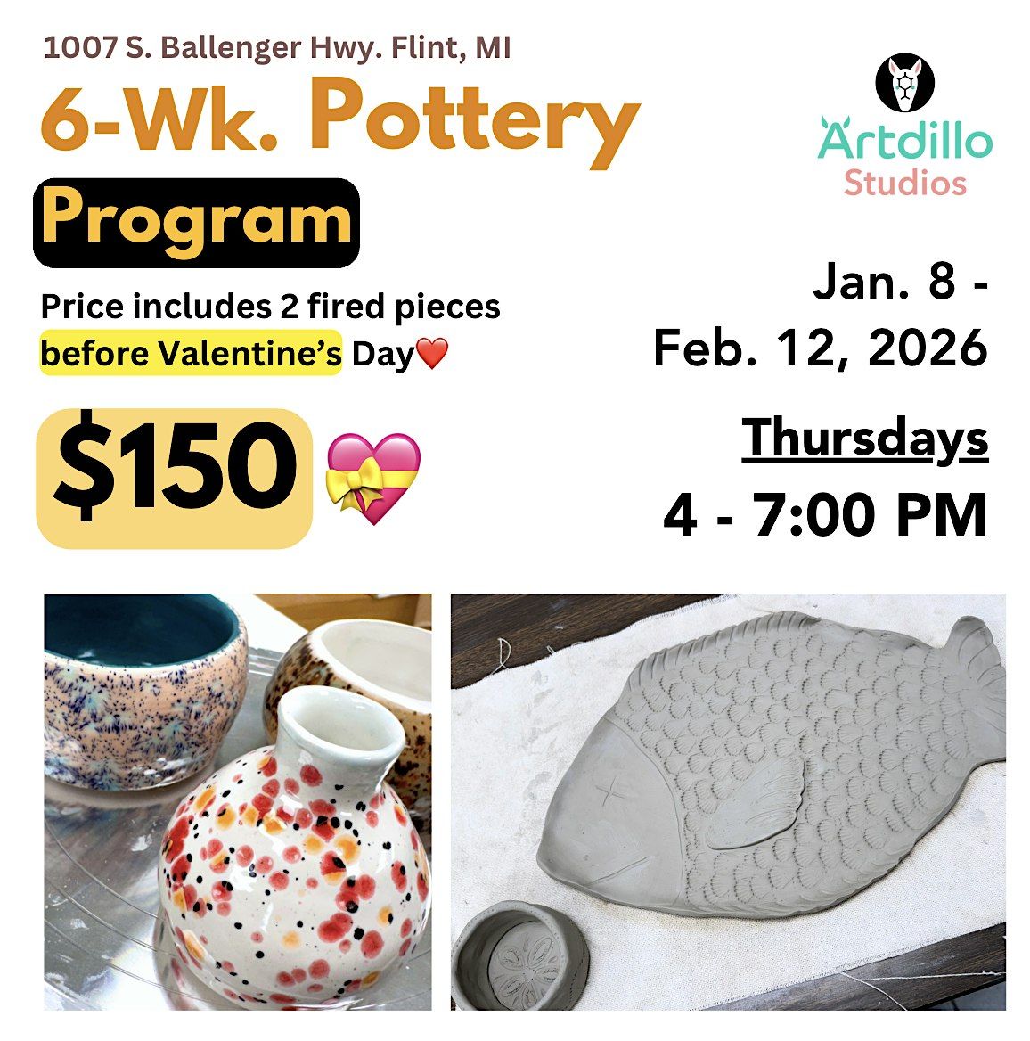 6-Week Pottery Mini-Program THURS | 1\/8 \/26 - 2\/12\/26