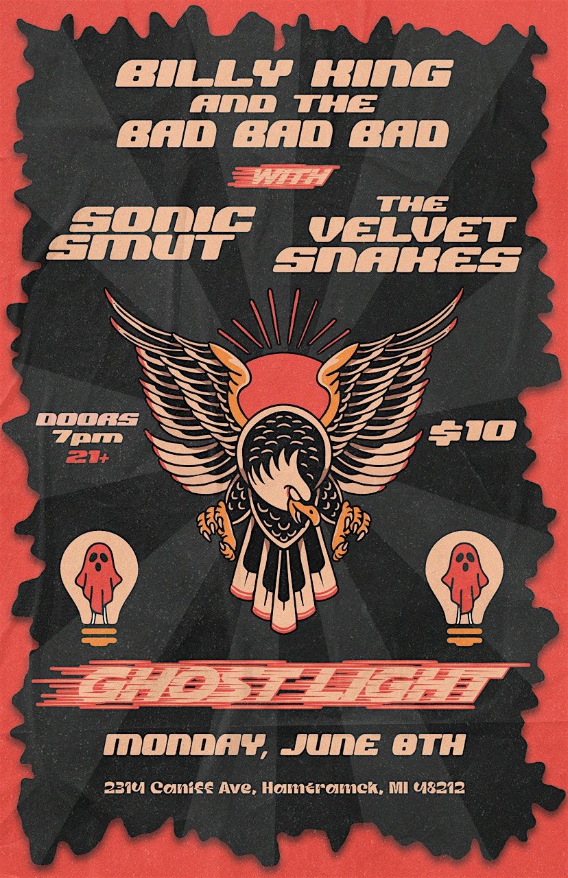 Billy King and The Bad Bad Bad, The Velvet Snakes, Sonic Smut @ Ghost Light