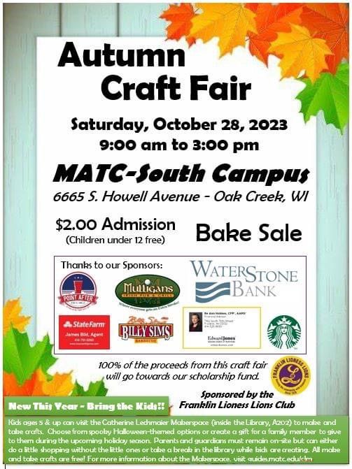 Autumn Craft Fair | MATC south campus (oak creek) | October 28, 2023