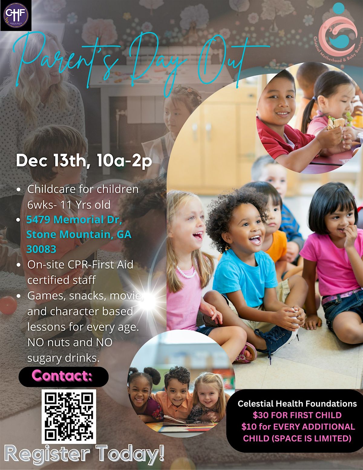 Volunteers Needed For Parents' Day Out_Celestial Motherhood & Baby Boutique