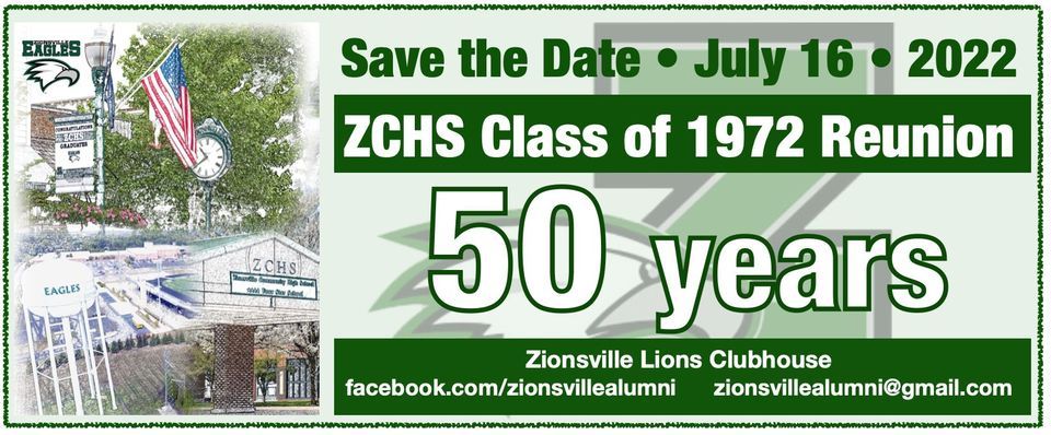 ZCHS Class of 1972 50 Year Reunion! | Zionsville Lions Club | July 16, 2022 ZCHS Class of 1972 50 Year Reunion! | Zionsville Lions Club | July 16, 2022