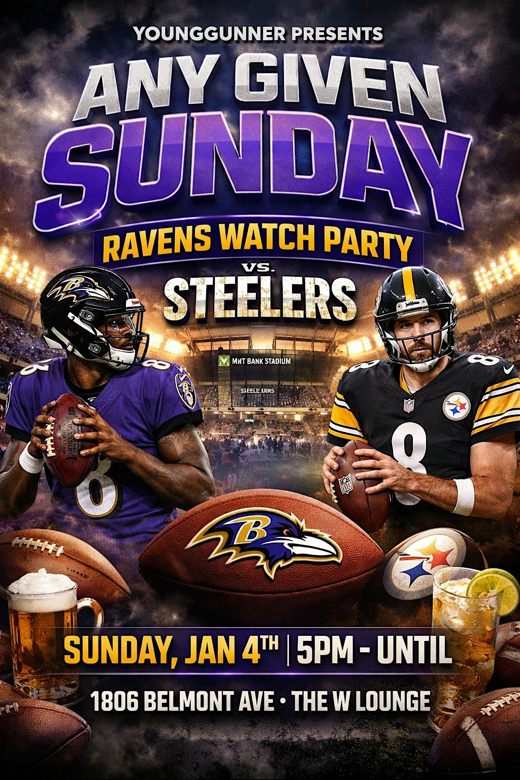 RAVENS VS STEELERS WATCH PARTY at 1806 Belmont Ave, Baltimore on 4th ...