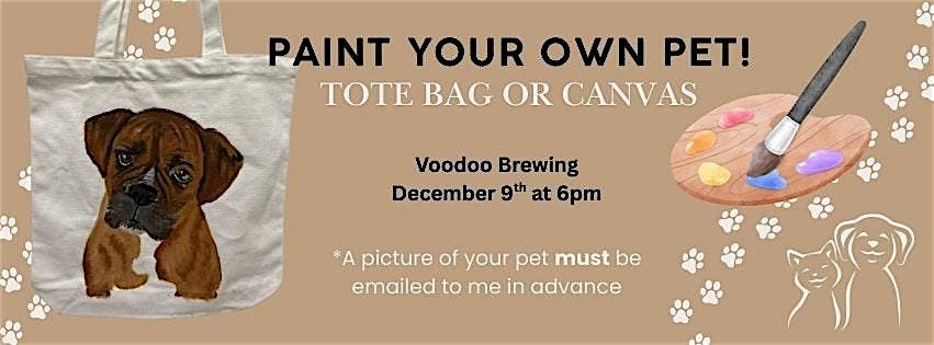 Paint your Pet Tote Bag Sip and Paint Party at Voodoo Brewing