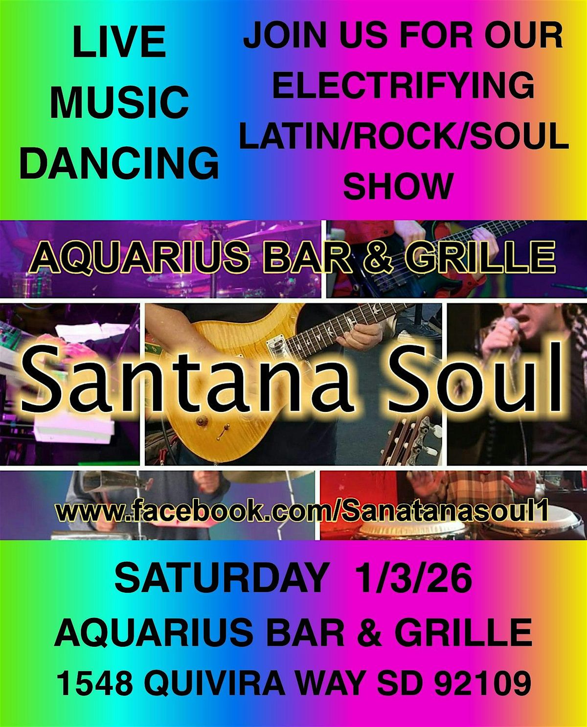 LIVE MUSIC\/DANCING - SANTANA SOUL with HORNS  @ Aquarius Bar - Latin\/Rock