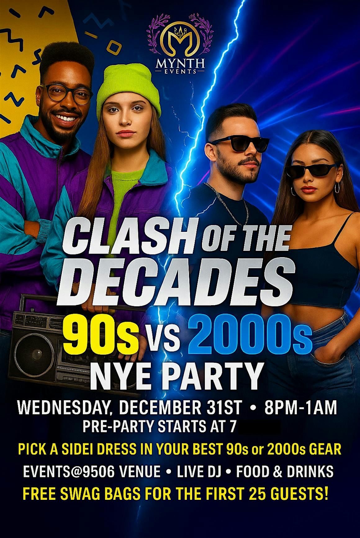 Clash of the Decades: 90s vs 2000s NYE Celebration