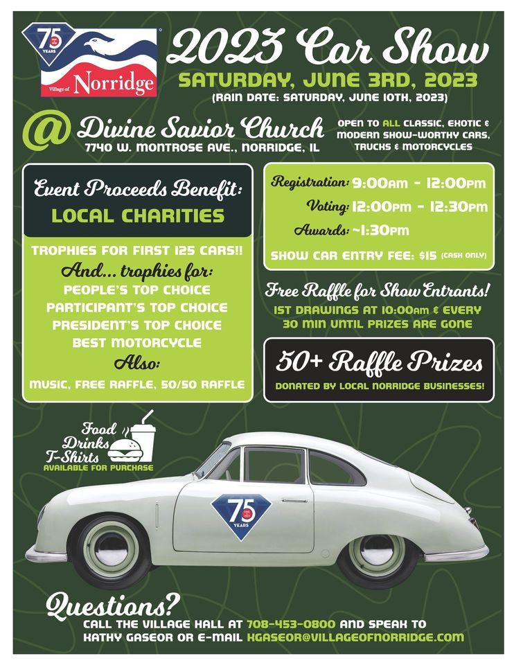 2025 Village of Norridge Car Show 7740 W Montrose Ave, Norridge, IL