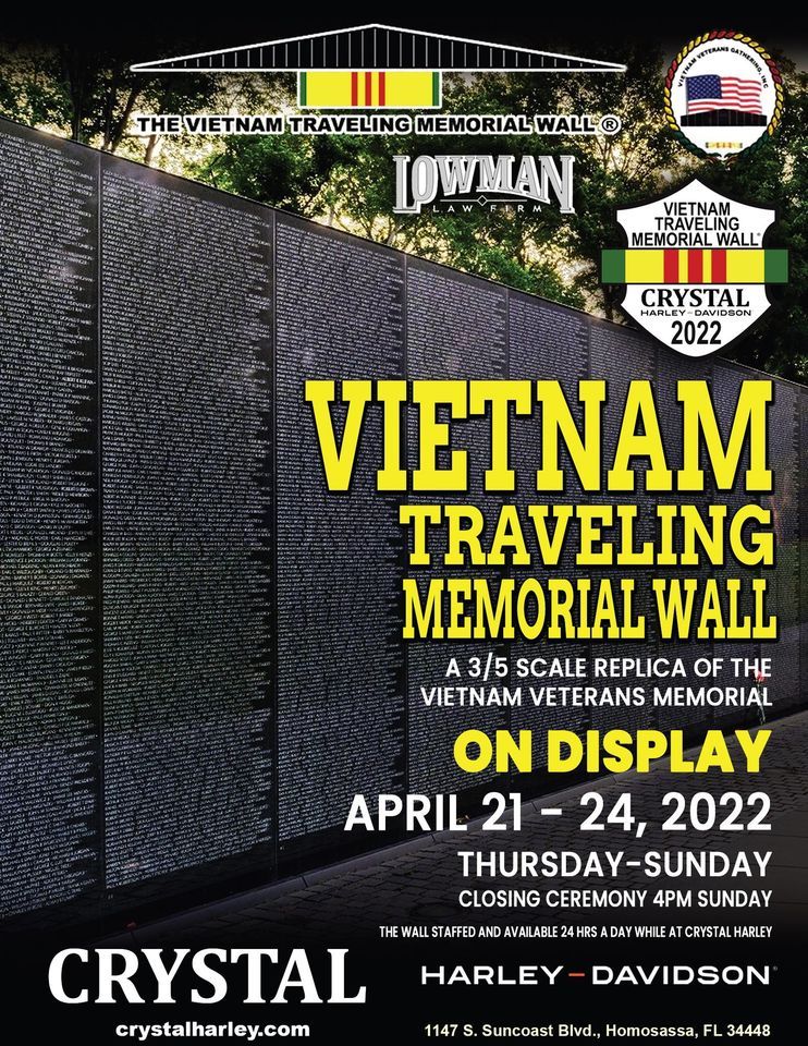 Vietnam Traveling Memorial Wall Crystal HarleyDavidson, Homosassa