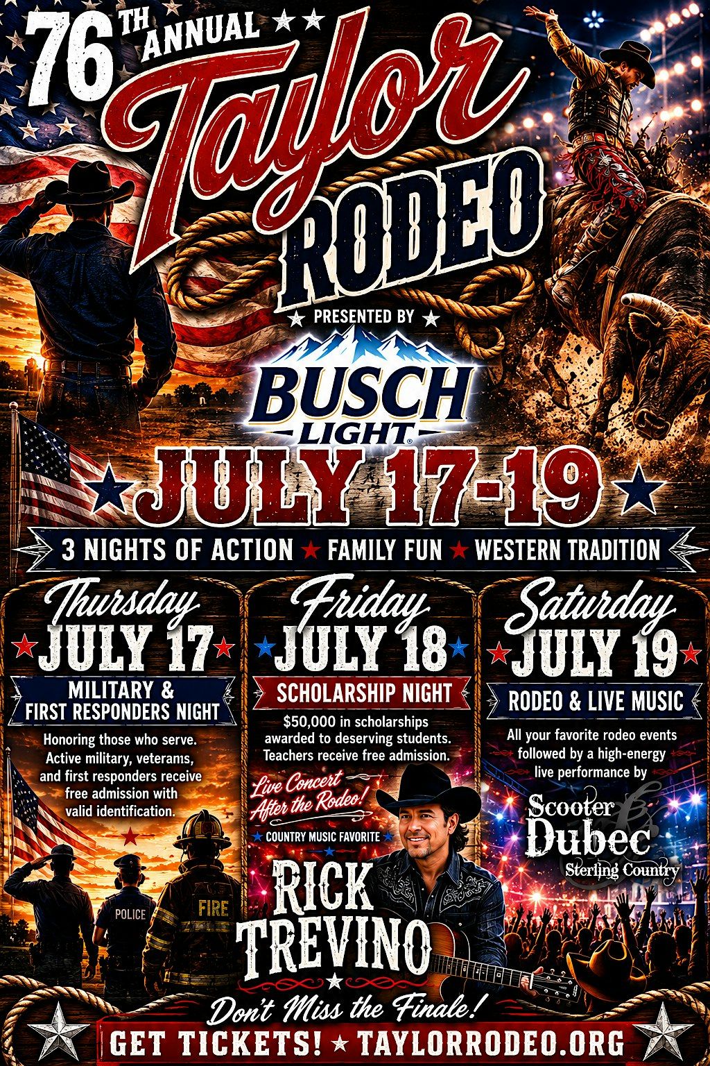 76th Annual Taylor Rodeo at Wilco Events Center, Taylor on 16th July, 2026