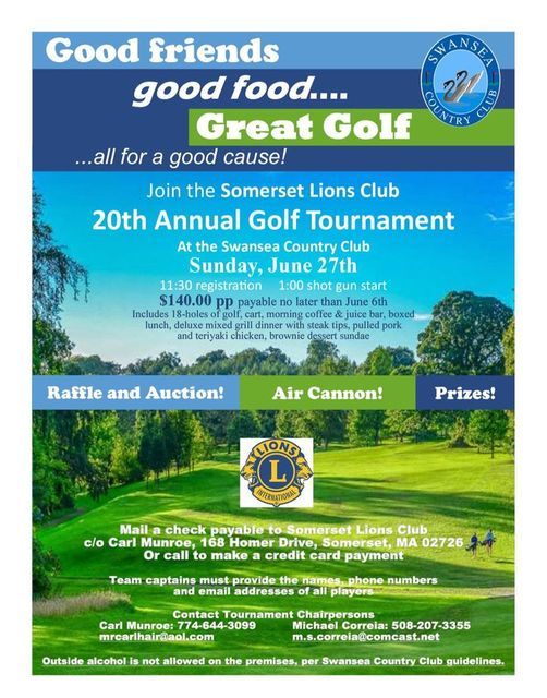SOMERSET LIONS CLUB GOLF TOURNAMENT Swansea Country Club June 27, 2021