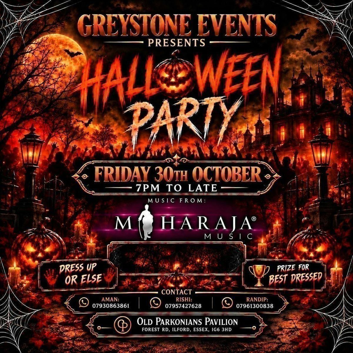 Greystone Events Halloween Party at Old Parkonians Pavilion, Chigwell ...