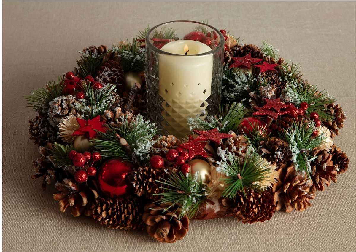 TALLER DE CENTRO DE MESA NAVIDE\u00d1O