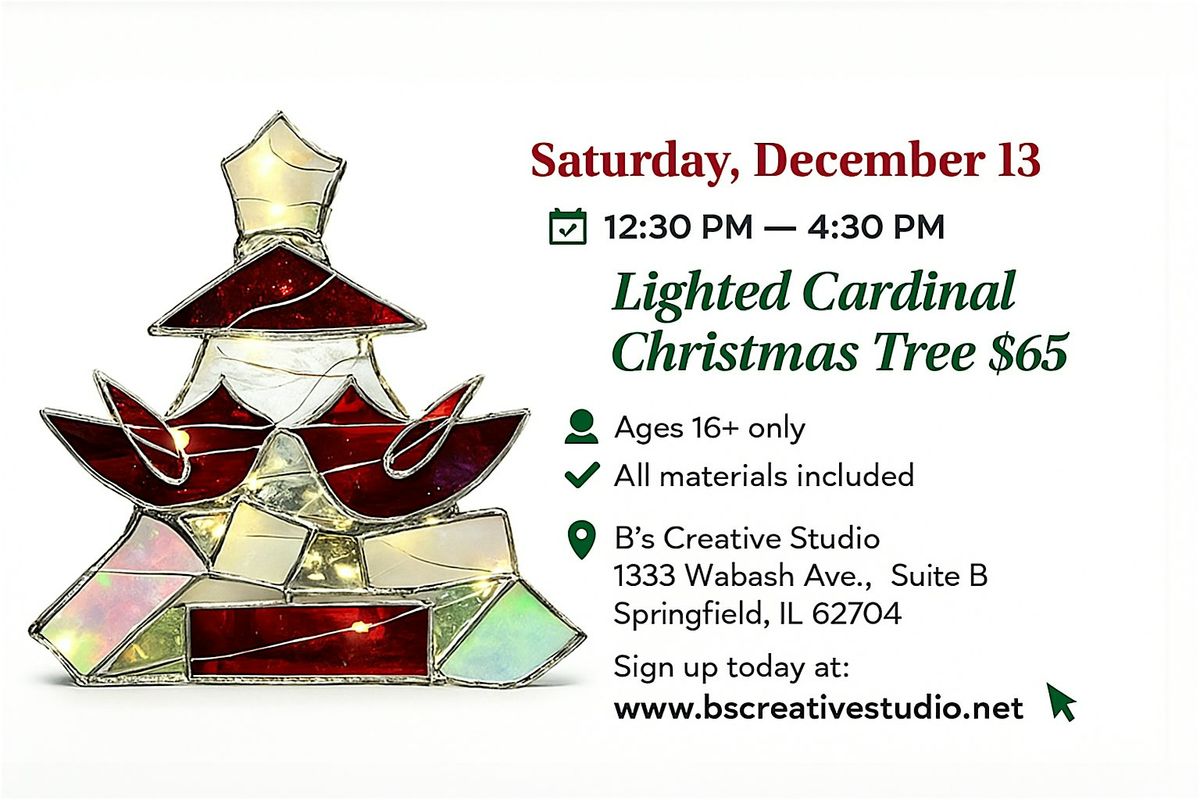 Stained Glass Lighted Cardinal  Christmas Tree