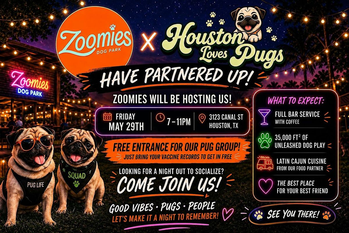 Pugs Neon Party with Houston Loves Pugs x Zoomies