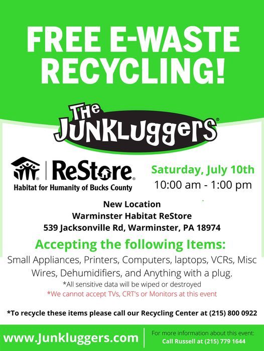 Free EWaste Recycling, Warminster Habitat ReStore Grand Opening Warminster Habitat ReStore