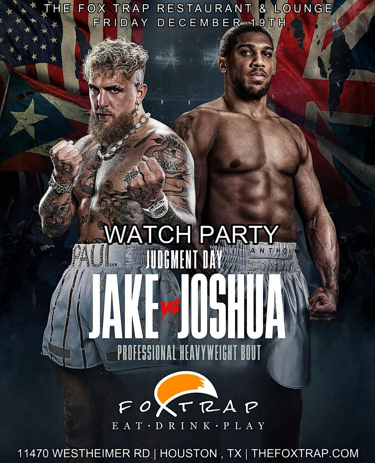 Jake Paul vs Anthony Joshua |Boxing Fight Night|Watch Party |Food |Drinks