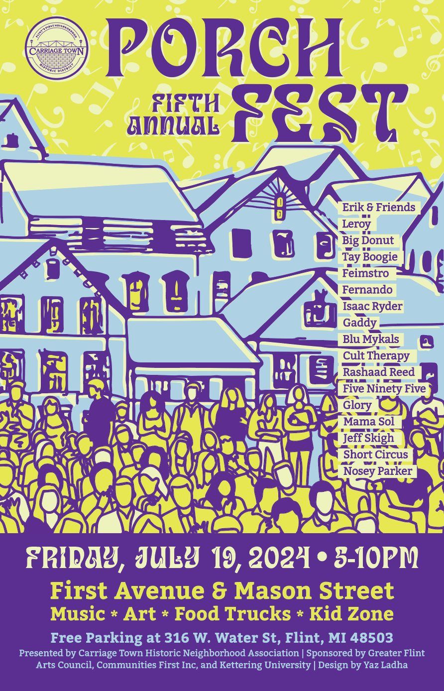 Carriage Town Porchfest 2024 First Avenue, Flint July 19, 2024