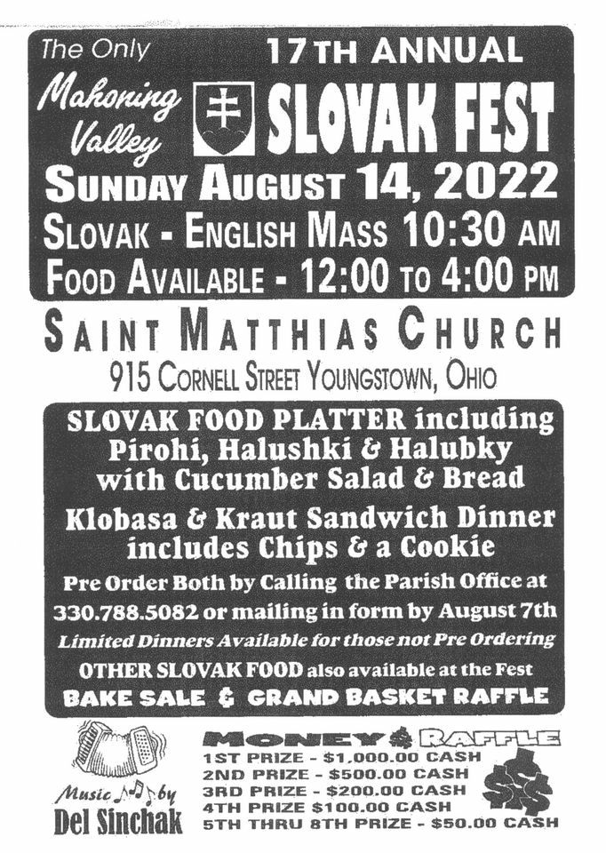 Mahoning Valley Slovak Fest Our Lady of Sorrows Parish at St Matthias
