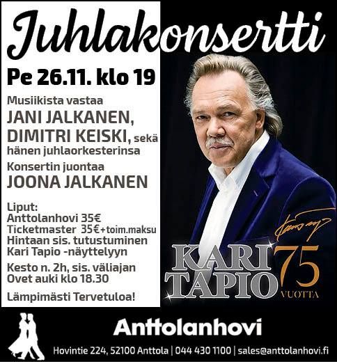 Kari Tapio 75 - vuotta Juhlakonsertti | Hotel Anttolanhovi, Mikkeli, IS |  November 26, 2021