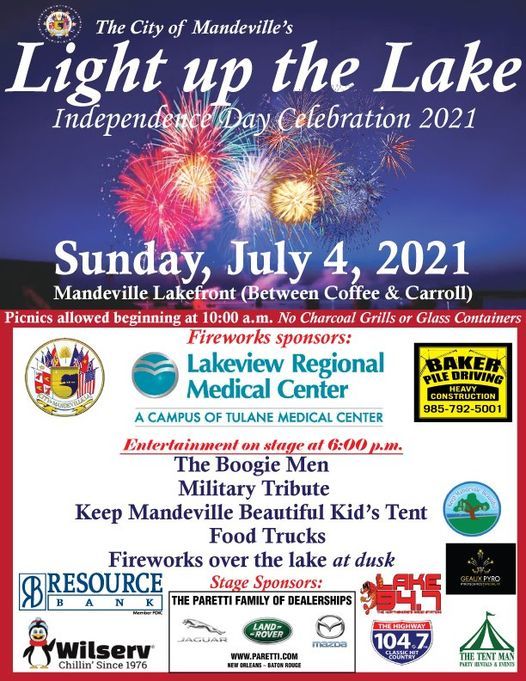 Light Up the Lake Mandeville Lakefront July 4, 2021