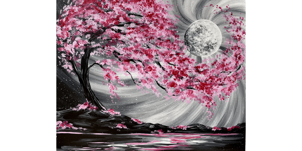 Moonlit Cherry Blossom River - Paint and Sip in Tyler | Classpop!\u2122