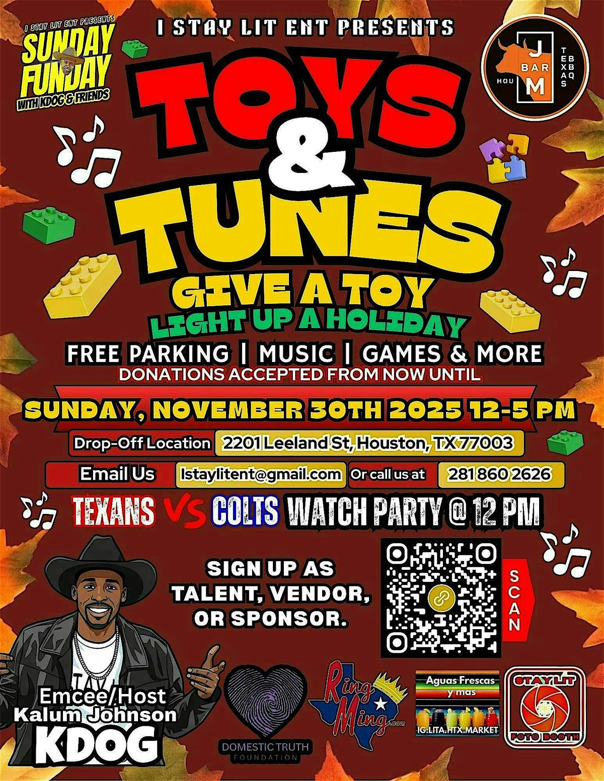 Toys & Tunes Sunday Funday with Kdog & Friends. (Free Event)