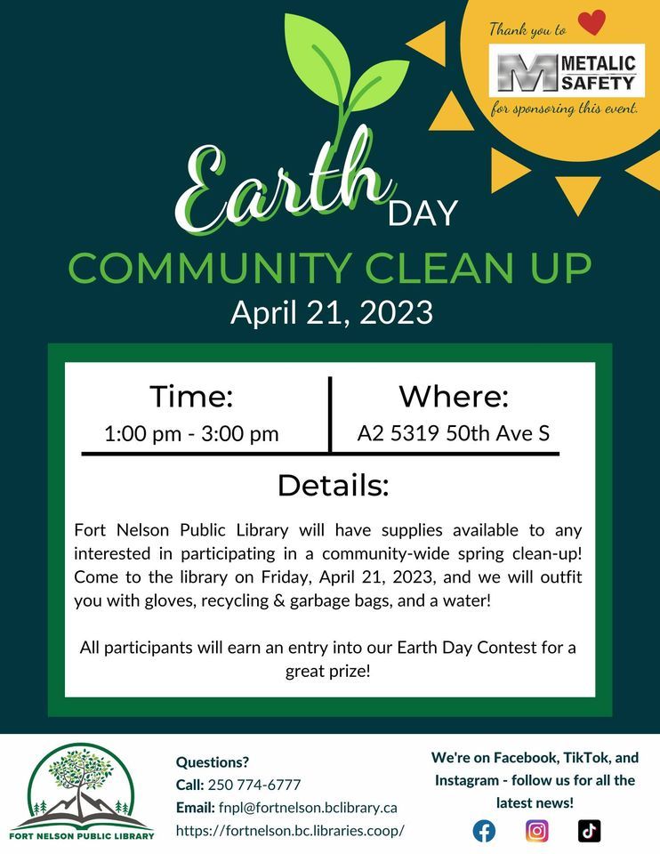 Earth Day Community Clean Up | Fort Nelson Public Library | April 21, 2023