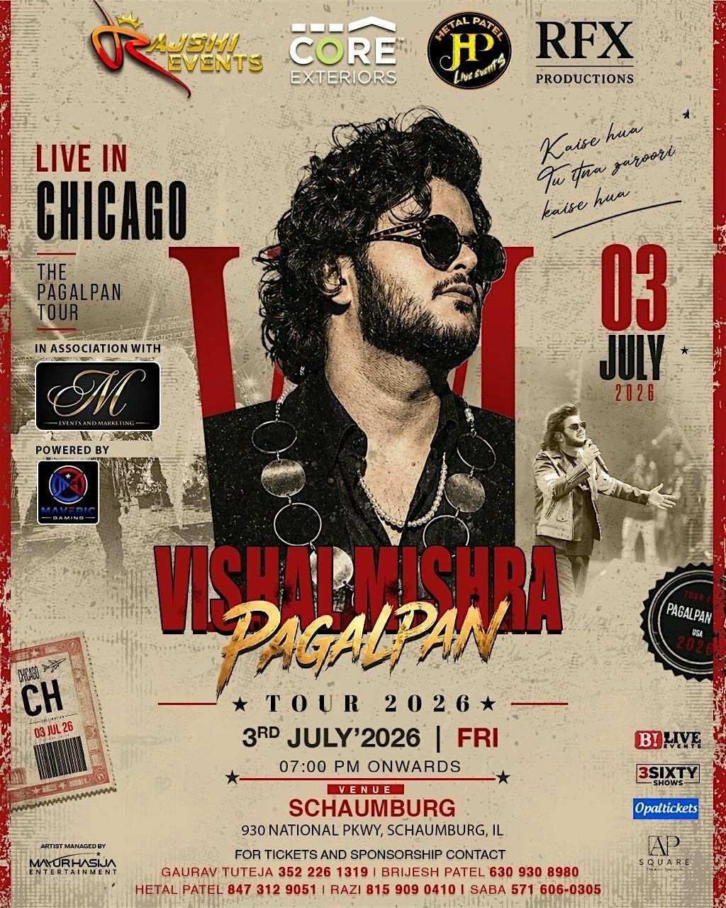 The Pagalpan Tour - Vishal Mishra Chicago