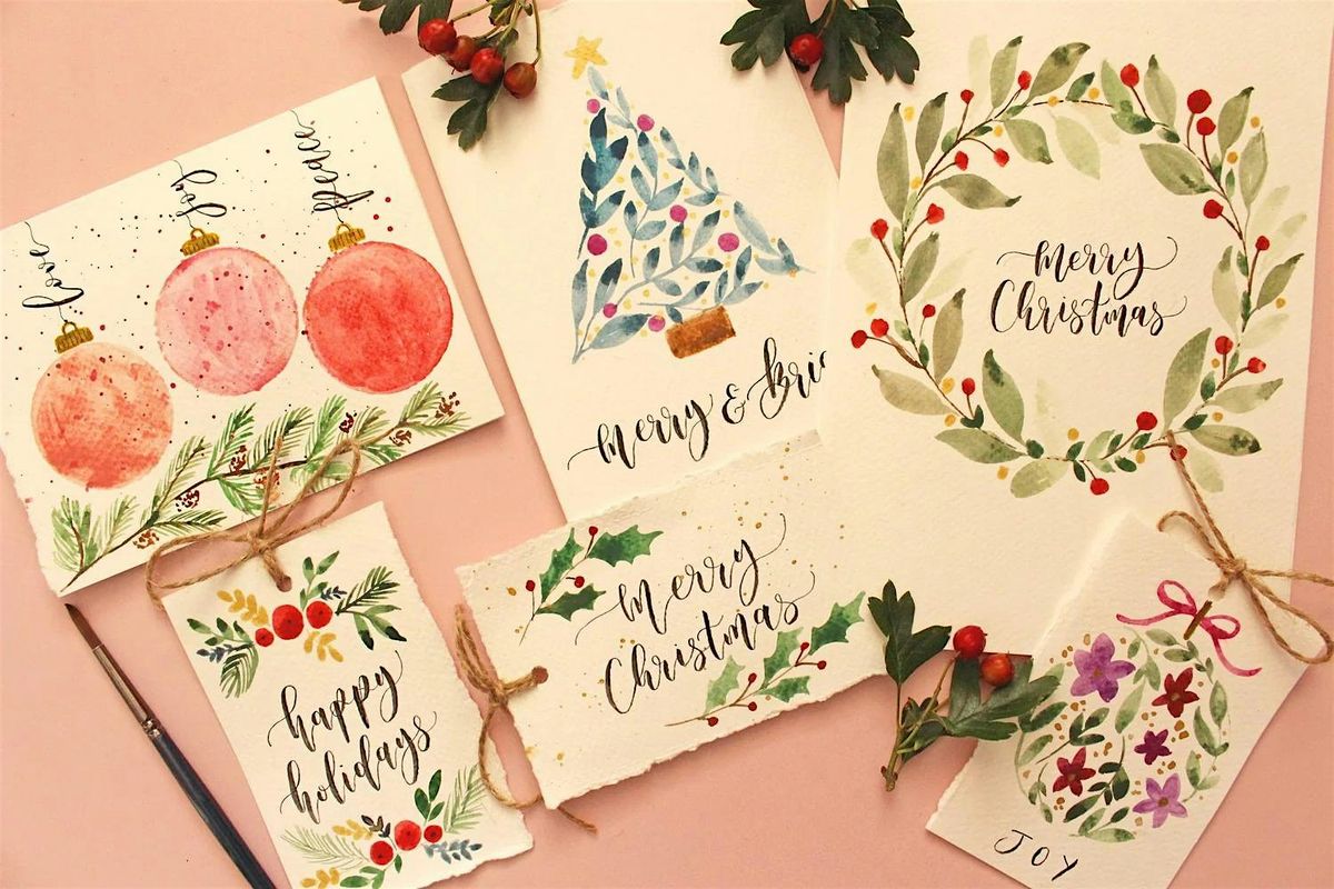 Christmas Watercolour and Brush Lettering Greeting Card Workshop