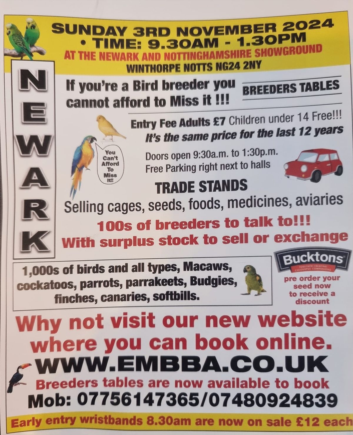 Newark Bird Sale | Newark Showground, Newark-on-trent, EN | November 3 ...