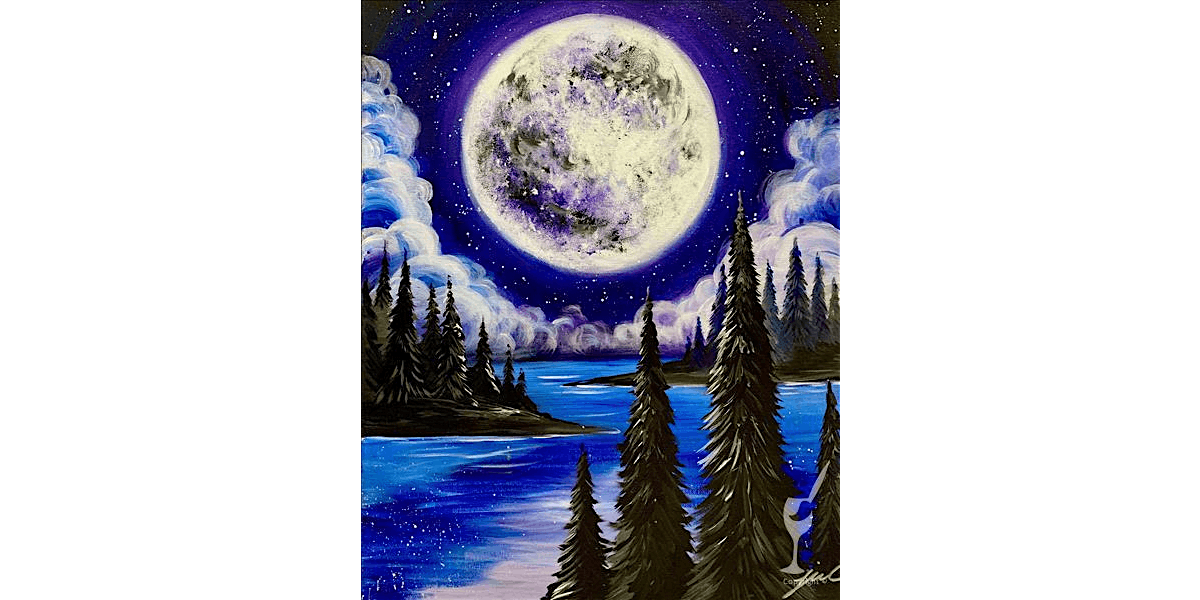 Rising Purple Moon - Paint and Sip in New Braunfels | Classpop!\u2122