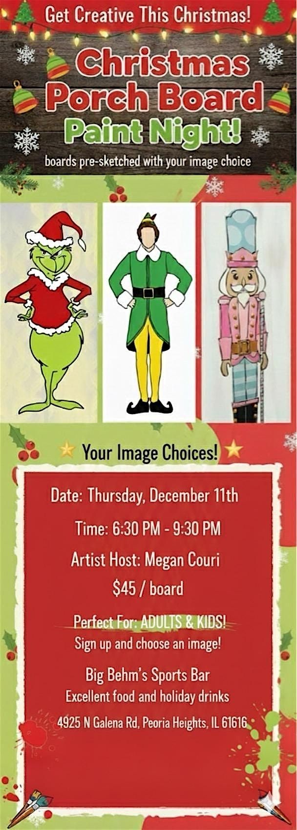 Christmas porch board paint party