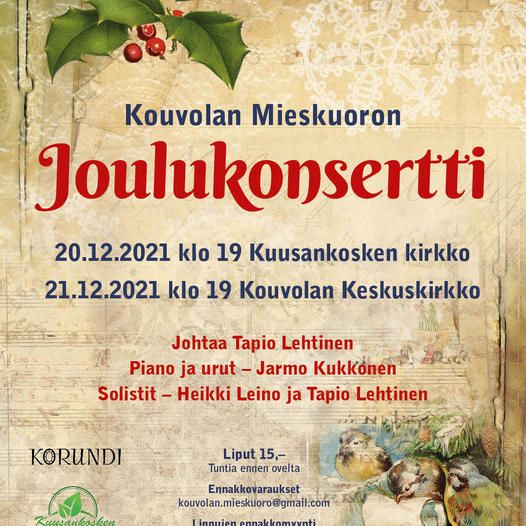 Joulukonsertti | Kuusankosken kirkko, Loviisa, ES | December 20, 2021