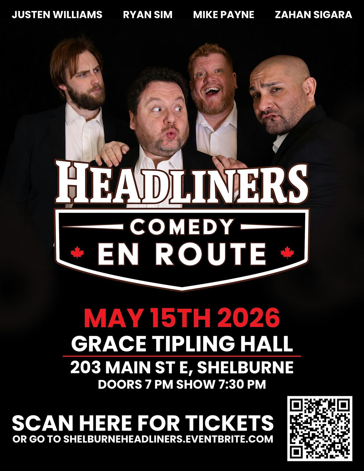 Headliners Comedy En Route at Grace Tipling Hall, Shelburne on 15th May ...