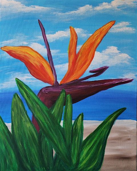 Join us for this beautiful Birds of Paradise paint and sip painting event