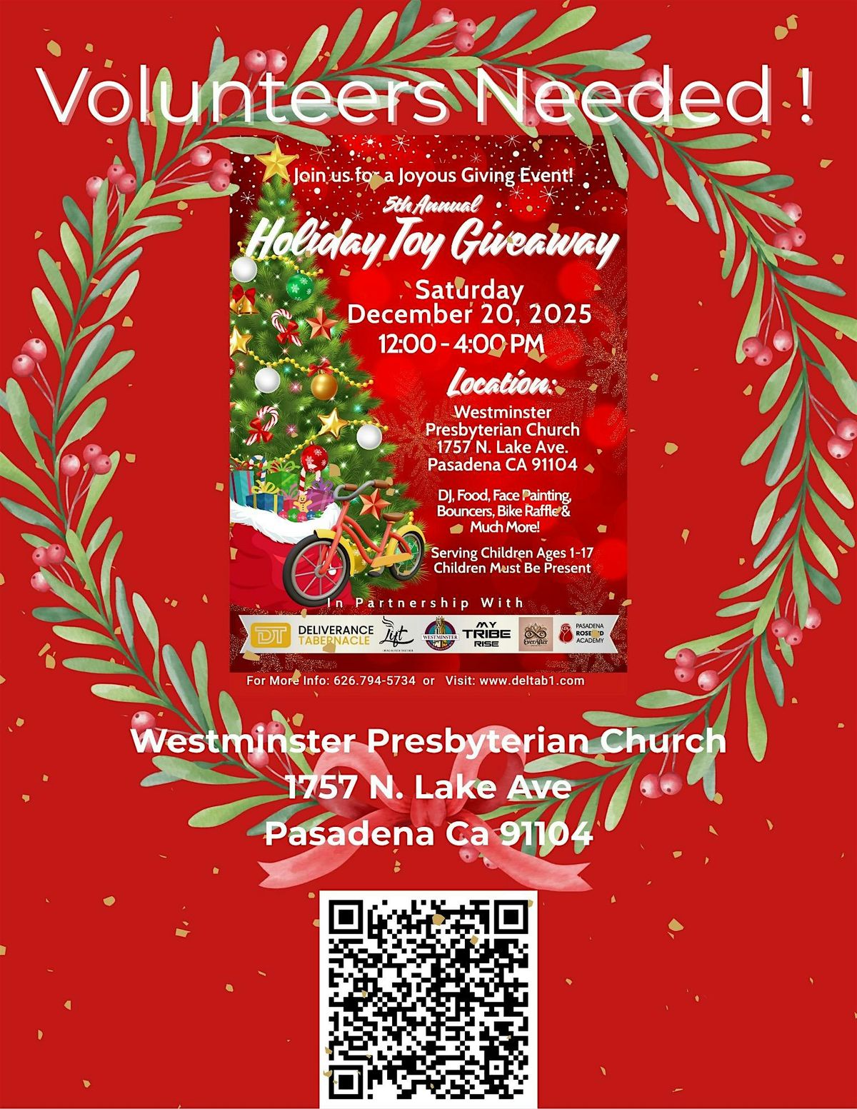 Holiday Toy Giveaway Volunteers Needed!!!!!!!!