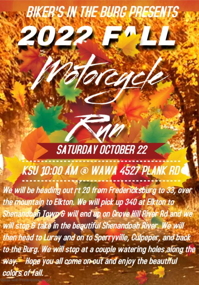 2022 Fall Motorcycle Run | Wawa (4527 Plank Road, Fredericksburg, VA ...