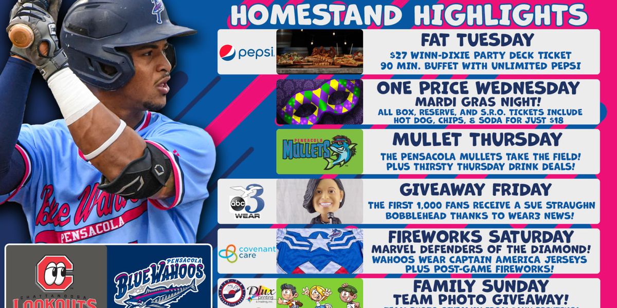 Pensacola Blue Wahoos at Chattanooga Lookouts at AT&T Field