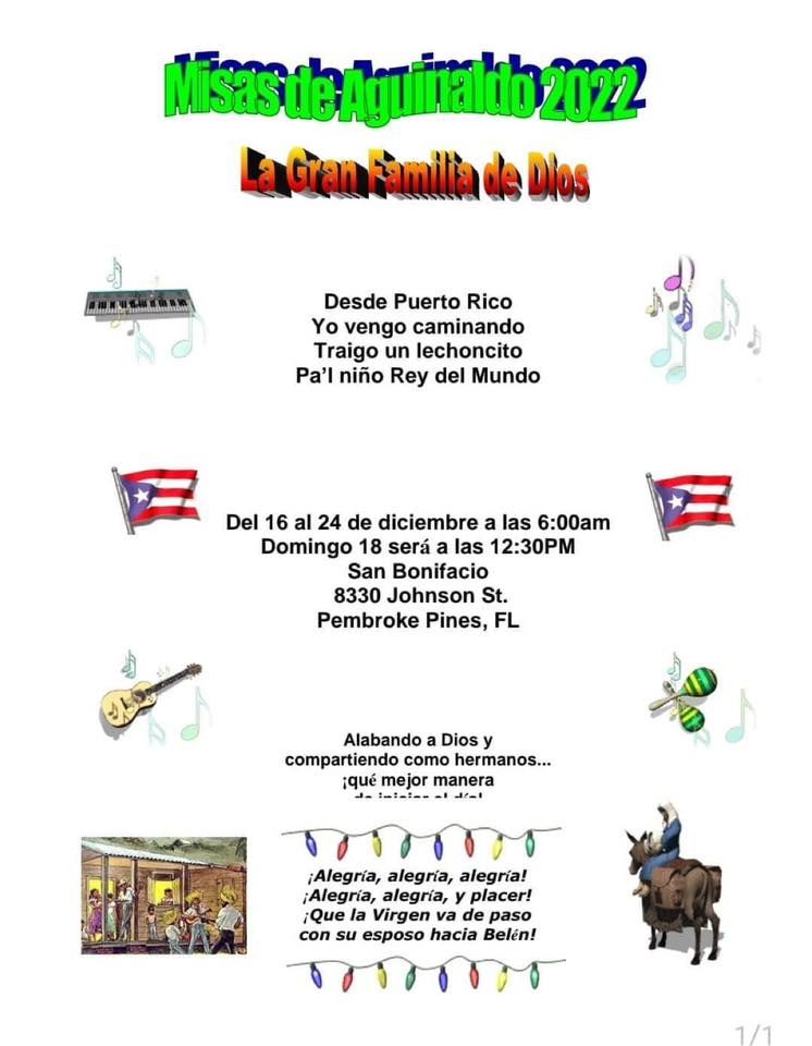 Misas de Aguinaldo Saint Boniface Roman Catholic Church, Pembroke