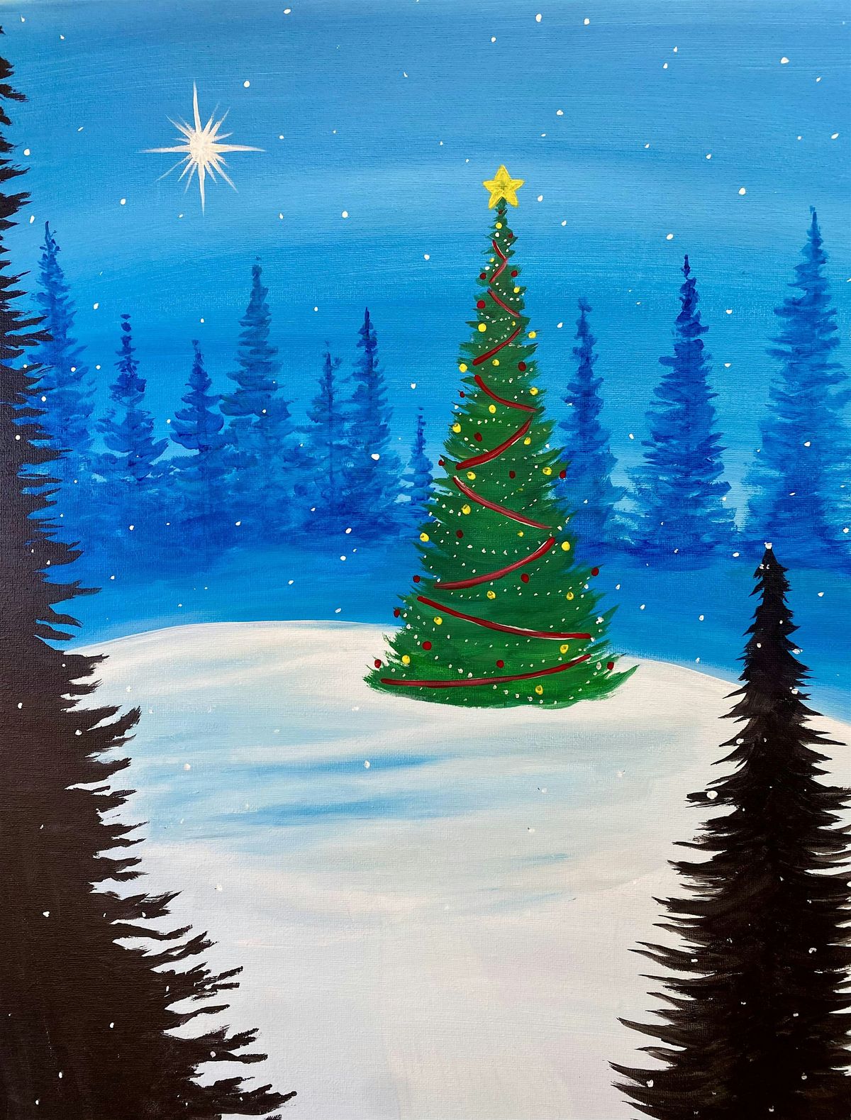 Xmas Tree in the Woods Paint and Sip in Laguna Beach!