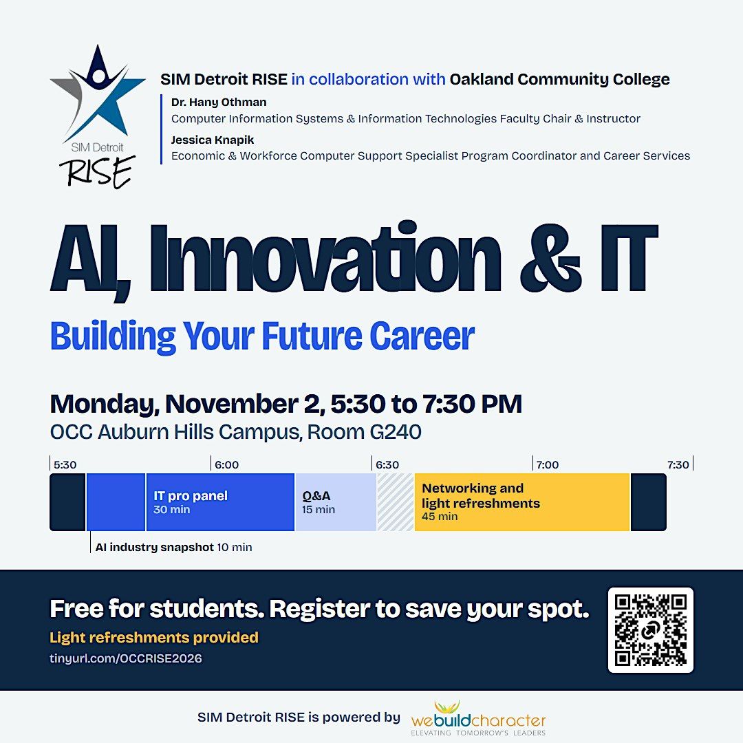 SIM Detroit RISE: AI, Innovation & IT at Oakland Community College ...