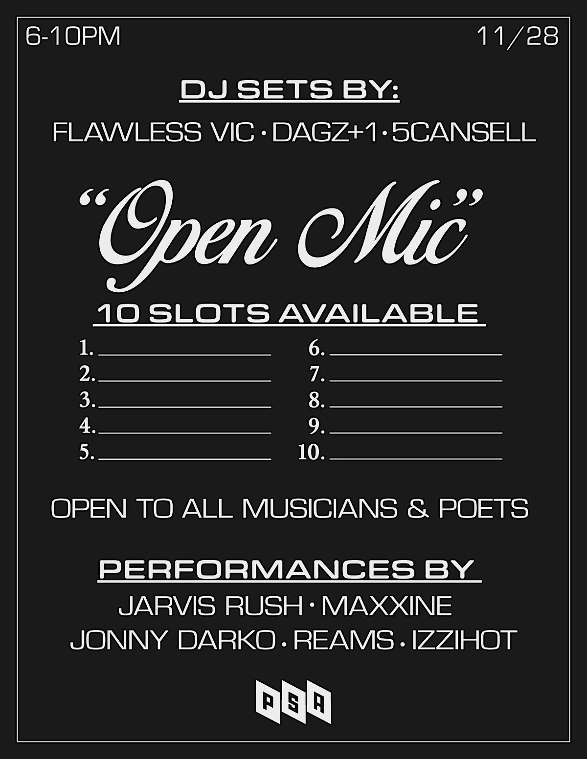 PSA: REHAB OPEN MIC NIGHT