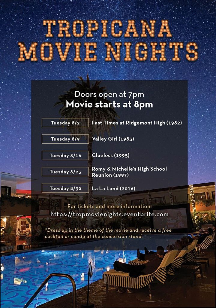 Movie Nights at Tropicana Pool The Hollywood Roosevelt Hollywood