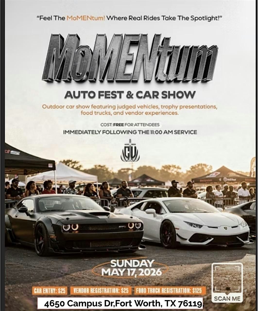 The chosen vessel, Cathedral momentum, auto Fest and Car Show
